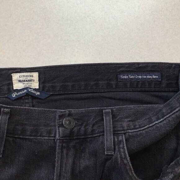 Citizens Of Humanity Sasha Twist Crop Flare 27 Black Hawk NWT - Picture 5 of 7